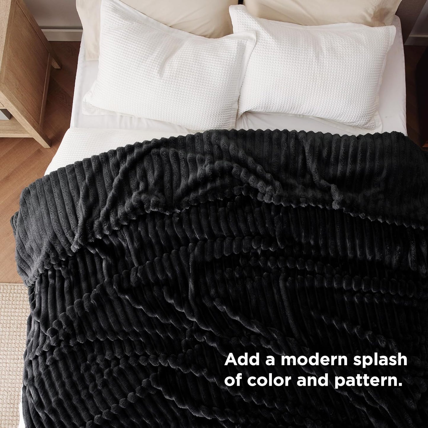 Bedsure GentleSoft Black Blanket - Cozy Full Size Fleece Throw for Women | 84x90 Inches