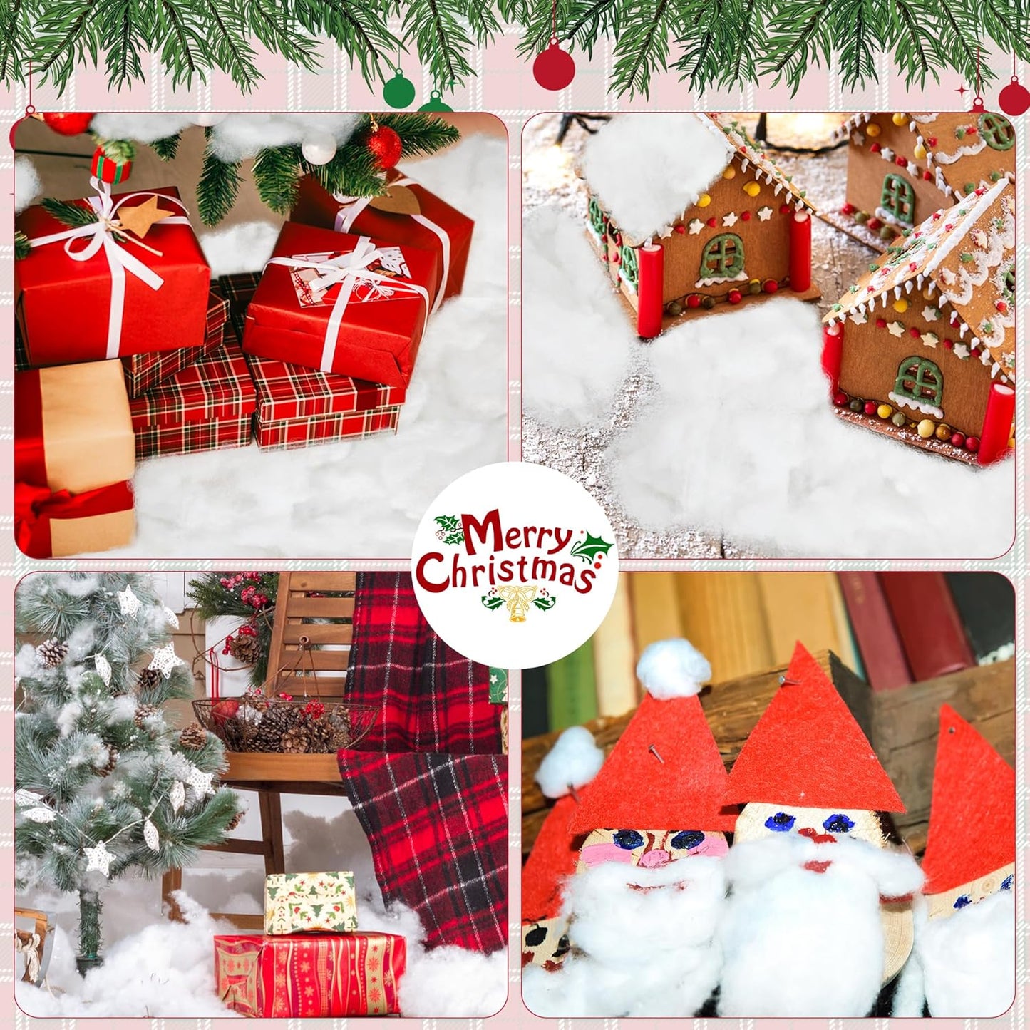 QZYL 12 OZ Artificial Snow - Fluffy Faux Snow for Christmas Decor | Ideal for Indoor Home & Craft Projects