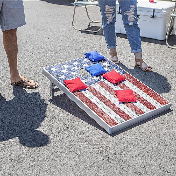GoSports Tailgate Size 3 x 2 ft Cornhole Sets - Choose LED or Standard - Portable Set Includes 8 Bean Bags & Game Rules