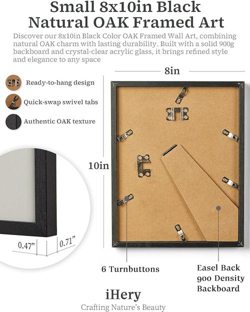 iHery Premium Natural Black Oak Wood Wall Art - Trendy Champagne Problems Newspaper Print | 8x10in Framed Canvas Decor for Dorm & Living Room