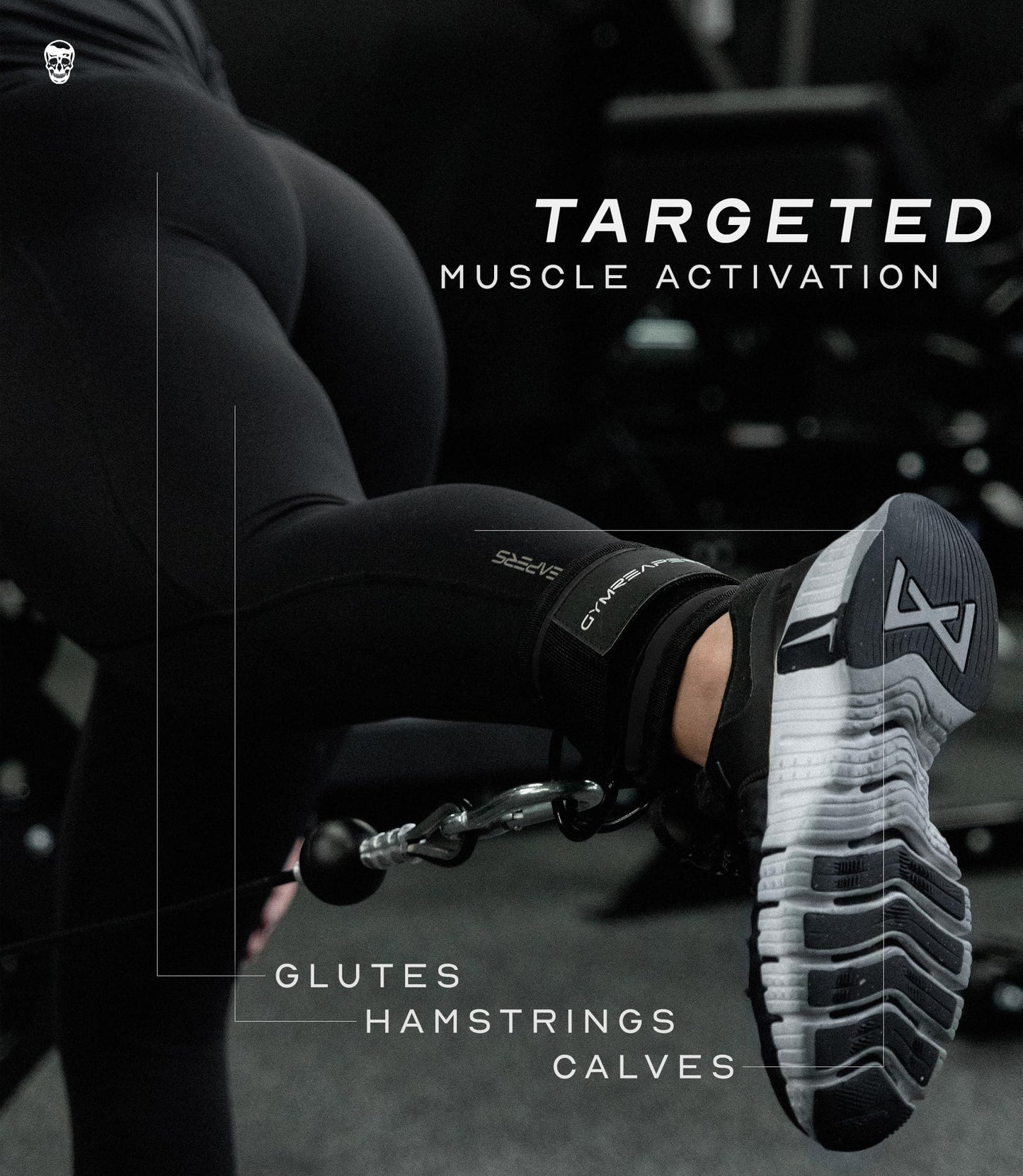 Gymreapers Ankle Strap (Single) For Cable Machine Kickbacks, Glute Workouts, Lower Body Exercises - Adjustable Leg Strap with Neoprene Padding (Black, Single)