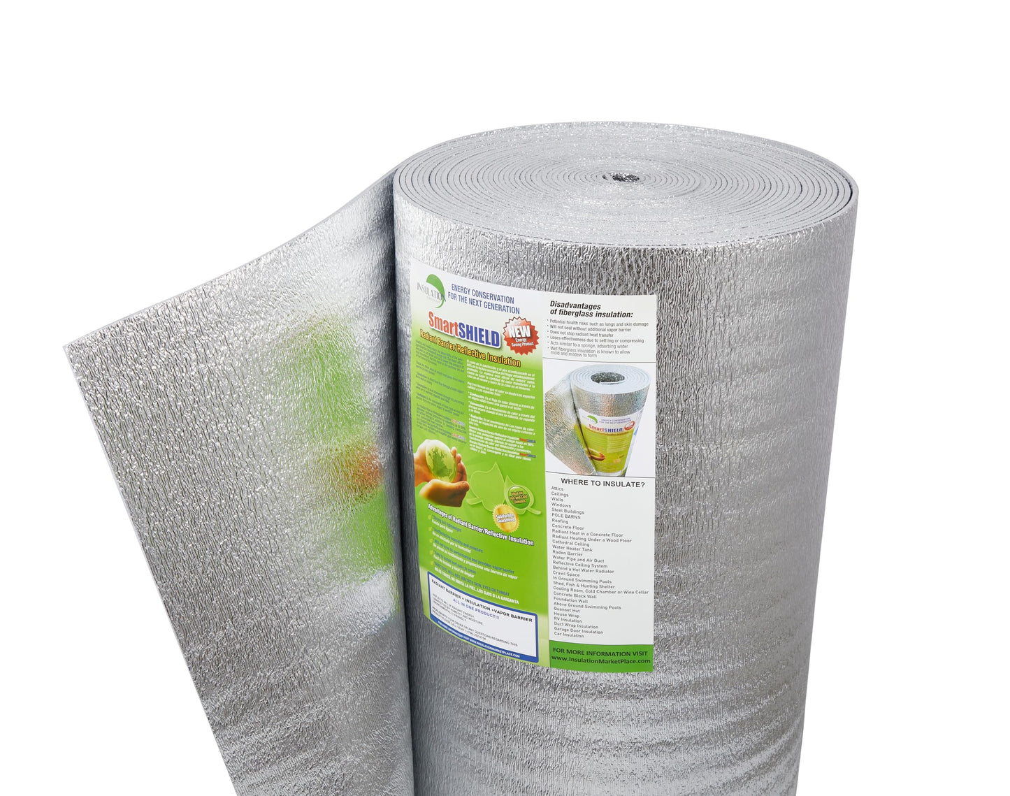 SmartSHIELD -5mm 48''X50ft R17 Reflective Insulation Roll, Foam Core Radiant Barrier, Thermal Insulation - FOIL / FOIL