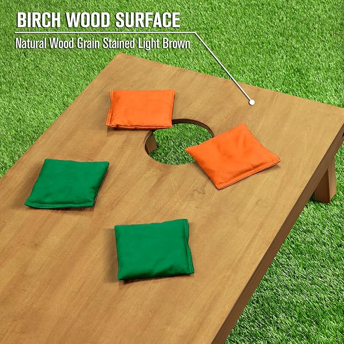 GoSports 4 ft x 2 ft Regulation Size Wooden Cornhole Boards Set - Includes Carrying Case - Full Regulation Size Bean Bag Toss Boards