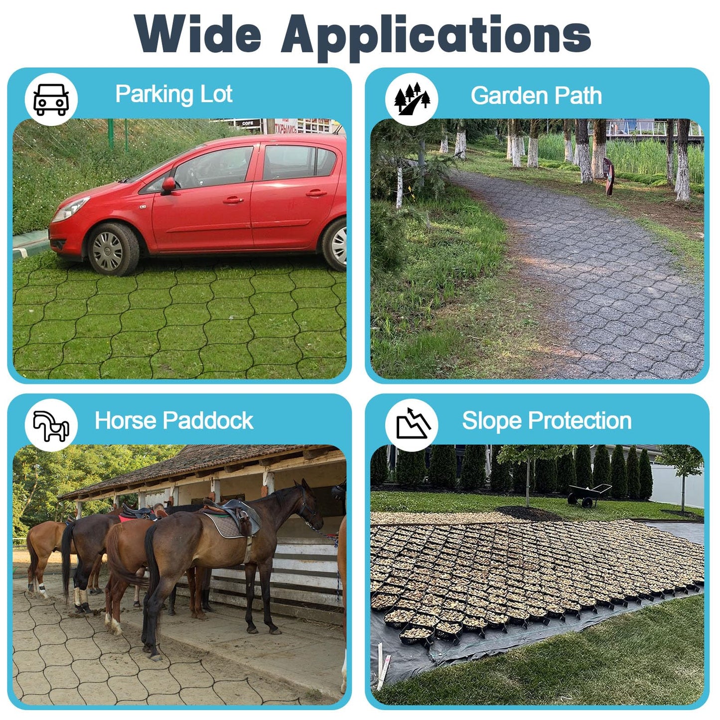 Gravel Grid 33ft X 4ft, 2" Thick Gravel Stabilizer Grid for Pavers Base, Geogrid 1900 Lbs/Sq Ft Load with 36 Geocell Accessories & Gloves for Driveway Parking Ground Walkway Dirt Locker Slope
