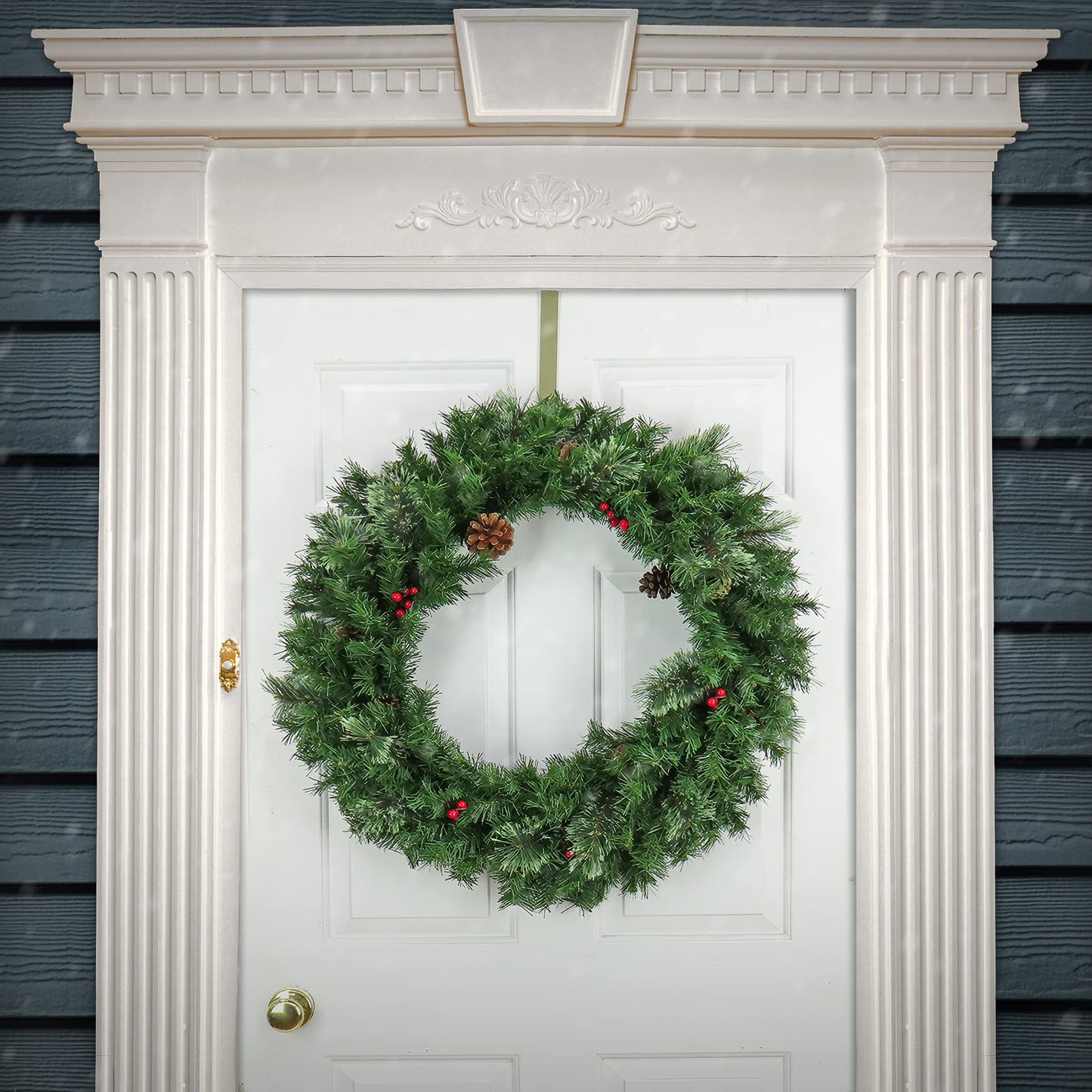 National Tree Company Artificial Cashmere Christmas Wreath with Pinecones and Red Berries, 30 in