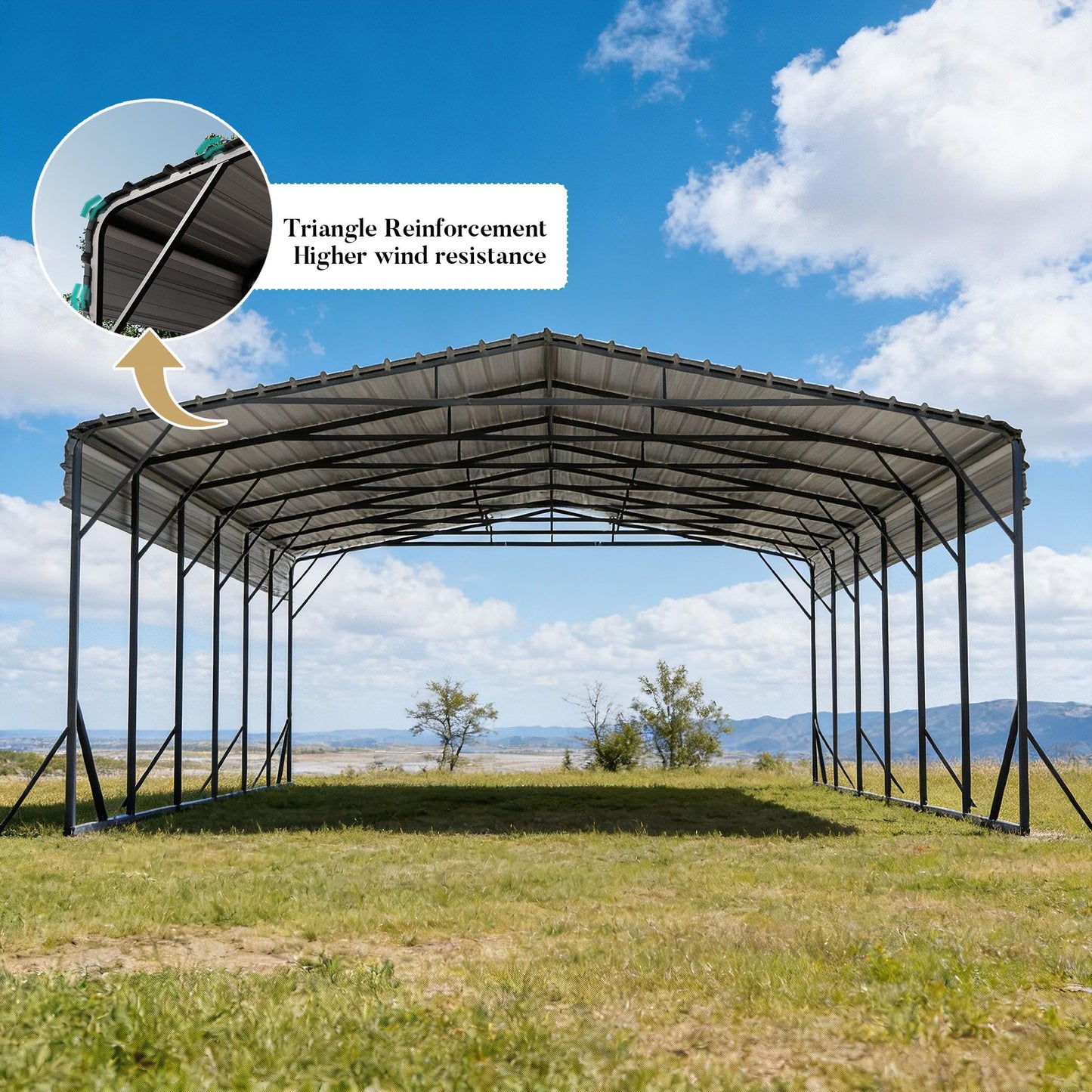 HOMPUS 20x20 FT Heavy Duty Metal Carport Kit, Waterproof Windproof Aluminum Car Ports with Steel Shelter Frame Cover for 2 Car or Boats, Easy Assembly Tractor/Car Storage
