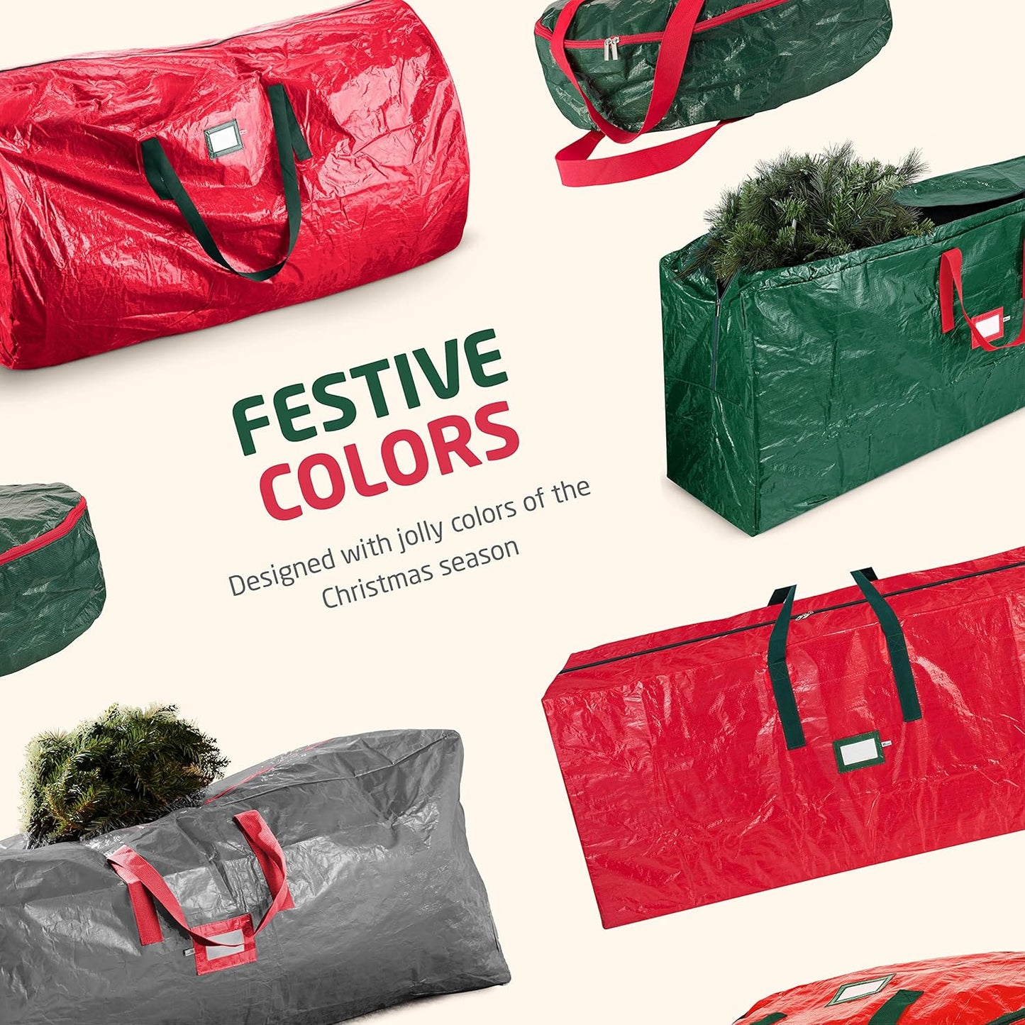 ZOBER Christmas Tree Storage Bag - 9 Ft Waterproof Bag for Artificial Trees - Durable Handles & Label Slot - Red