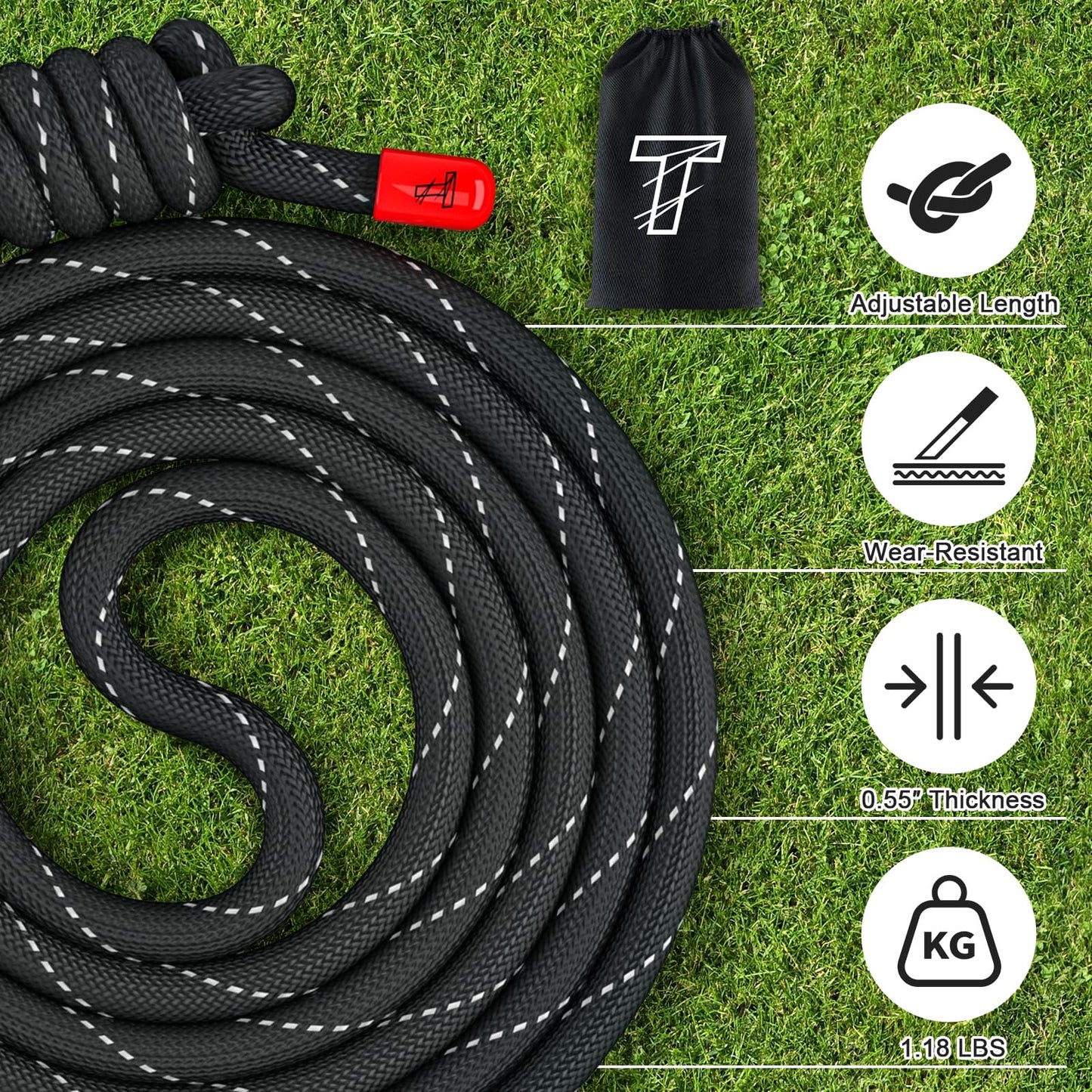 Flow Rope Exercise Jump Rope For Fitness, Working Out, Flow with 9 Ft Adjustable Double Woven Workout Rope For Men, Women, Beginners' Training – Indoor & Outdoor Cardio