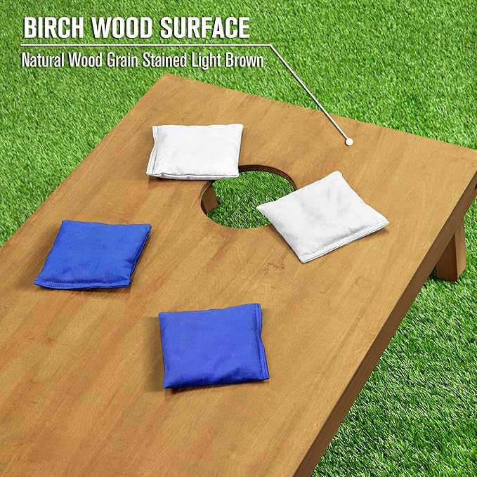GoSports 4 ft x 2 ft Regulation Size Wooden Cornhole Boards Set - Includes Carrying Case - Full Regulation Size Bean Bag Toss Boards