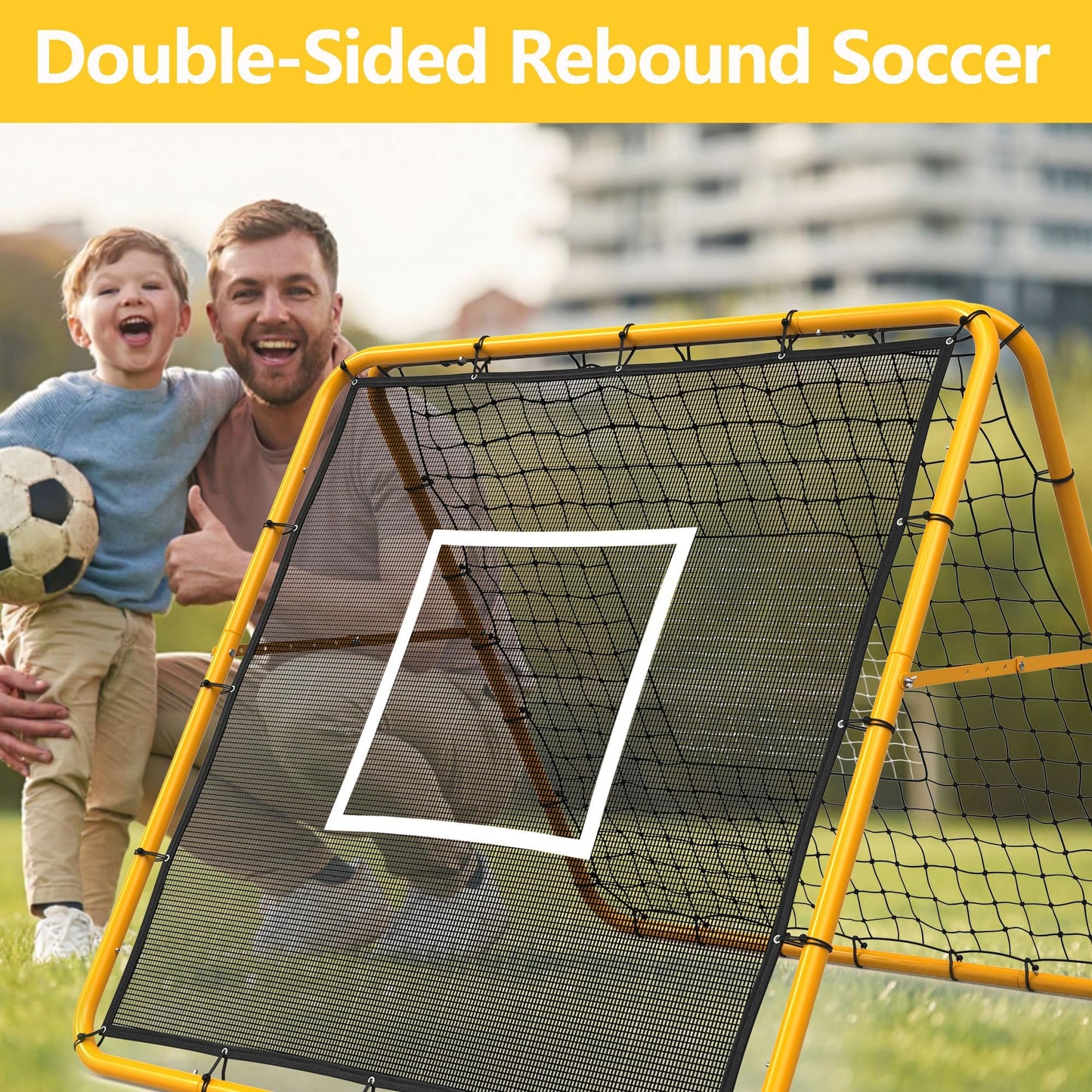 GarveeLife Adjustable Multi-Sport Rebounder Net for Soccer, Baseball, and Softball, Training Net for Passing, Throwing, and Ball Control, Portable for Backyard or Field Use