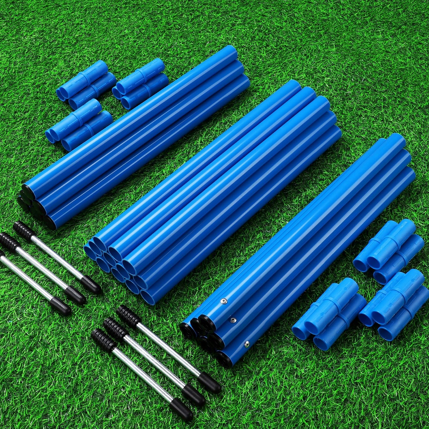 TOBWOLF 6PCS 6FT Adjustable Football Agility Training Poles, Flexible Soccer Agility Poles Soccer Training Sticks, Outdoor Sports Coaching Sticks for Youth Adult Athletes Speed Agility Training, Blue