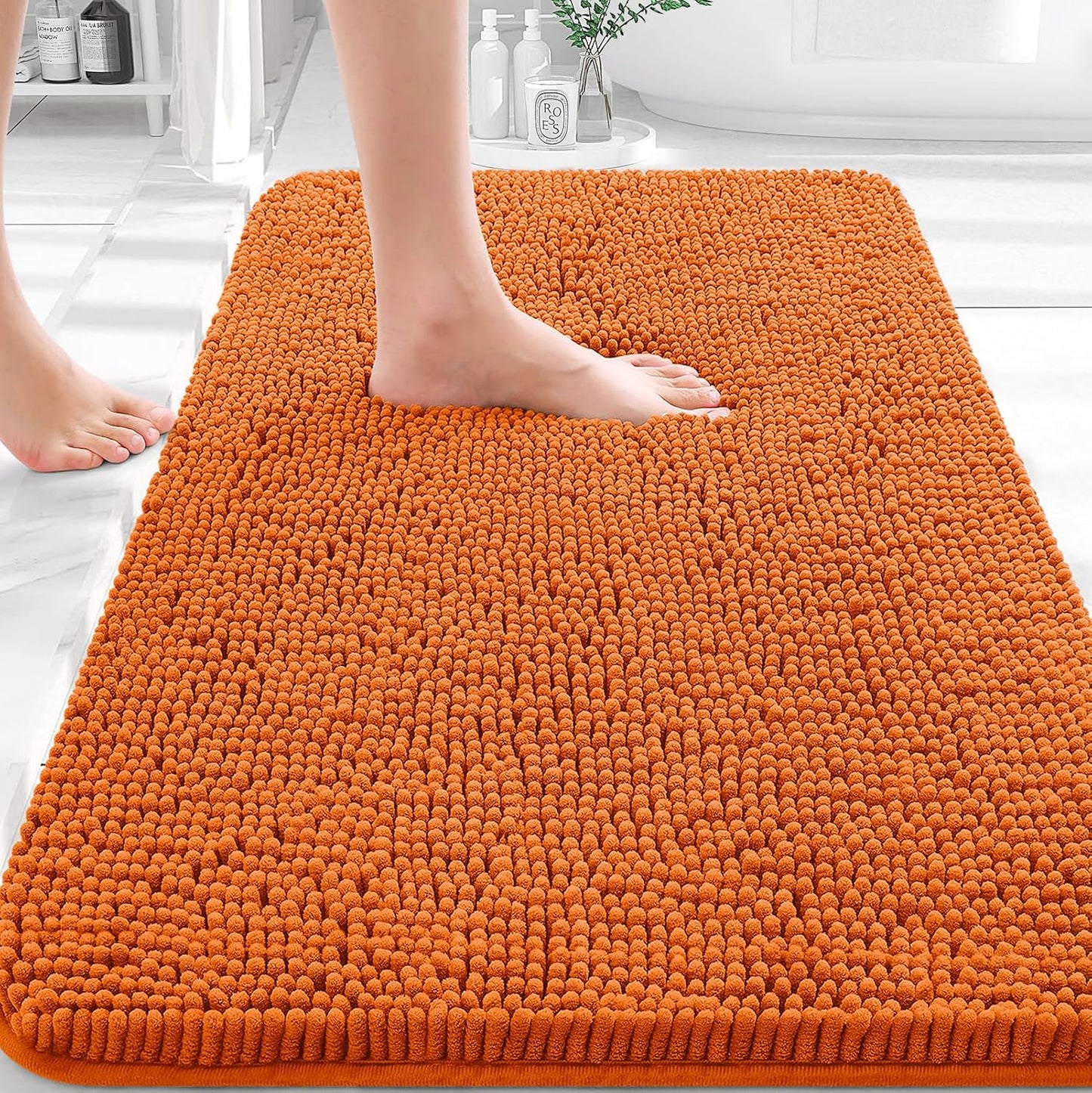 OLANLY Bathroom Rugs - Extra Soft Absorbent Chenille Mats | Quick-Dry, Machine Washable, 36x24, Clay Color