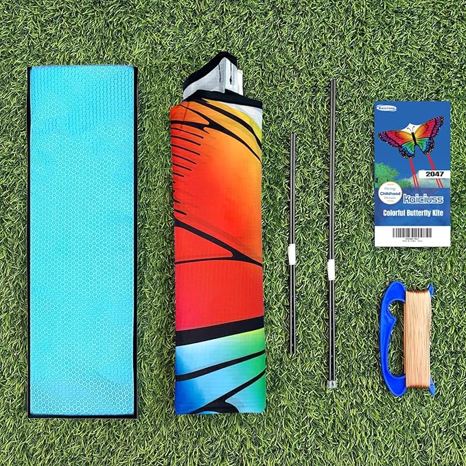 Butterfly Kites for Kids and Adults Easy to Fly, Single Line Beach Kite for Boys & Girls, 55’’ x 28’’ Butterfly for Teens Comes with 300 FT String Handle