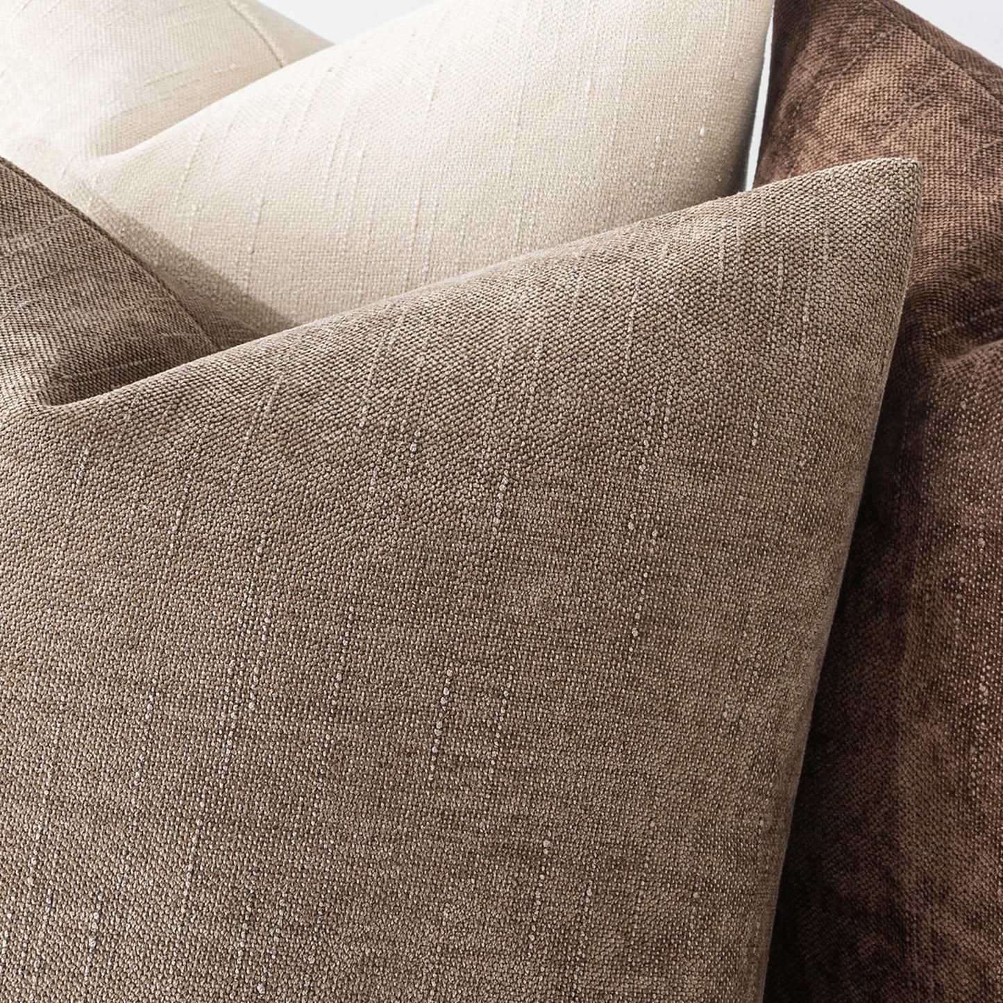 MIULEE Pack of 2 Decorative Throw Pillow Covers Soft Chenille Throw Pillows Solid Textured Euro Cushion Covers for Couch Sofa Bedroom Living Room 22x22 Inch, Taupe Grey