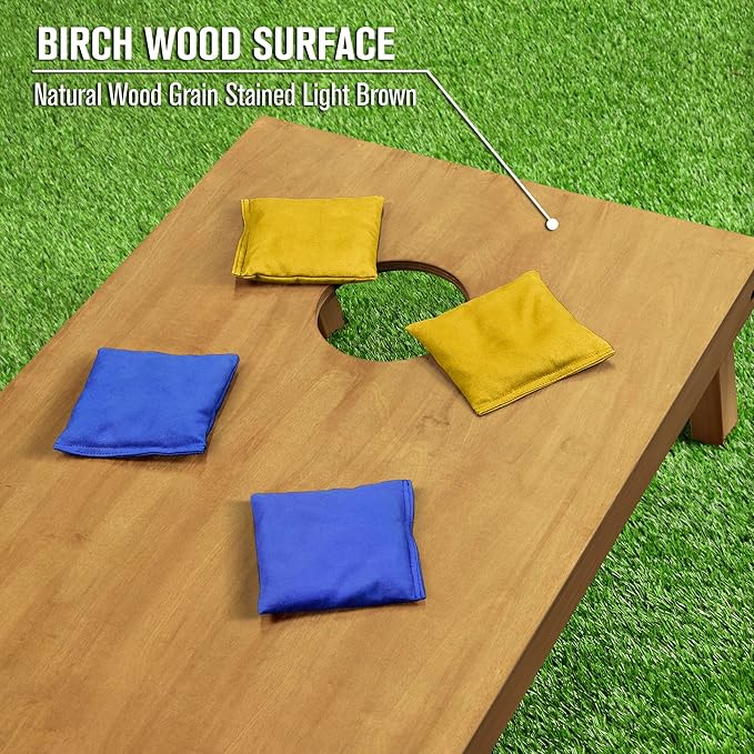 GoSports 4 ft x 2 ft Regulation Size Wooden Cornhole Boards Set - Includes Carrying Case - Full Regulation Size Bean Bag Toss Boards