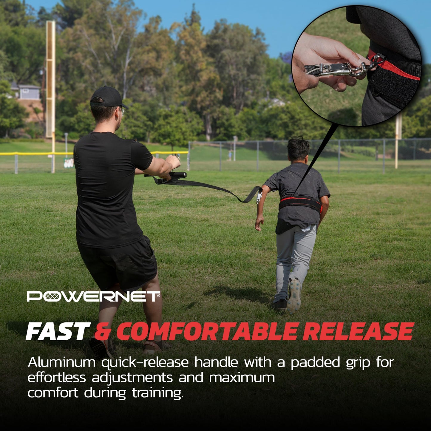 PowerNet Tension Trainer for Speed & Agility, Resistance Band Running Belt with Quick Release Handle, Speed Strength Training Equipment, Resistance Training for Basketball, Football, Baseball, Soccer