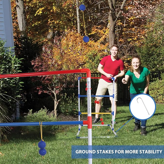 GSE Games & Sports Expert Premium Plastic Ladder Ball Toss Game Set with 6 Bolas & Carrying Bag, Portable Outdoor Games for Backyard, Lawn, Beach, Camping, Tailgate Party with Family, Friends
