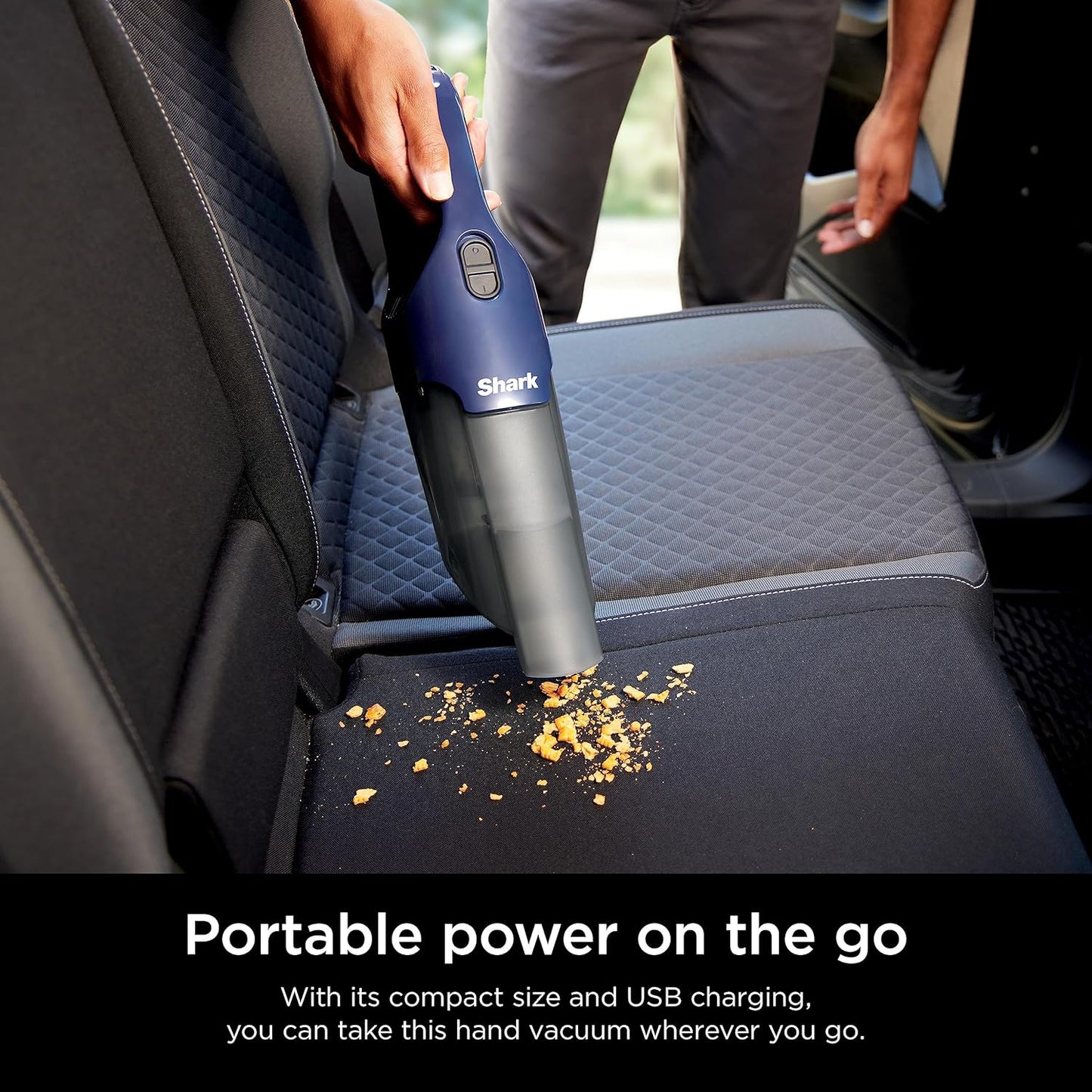 Shark Cyclone Handheld Vacuum - Powerful HyperVelocity Suction with 8" Crevice Tool | Navy Blue/Grey