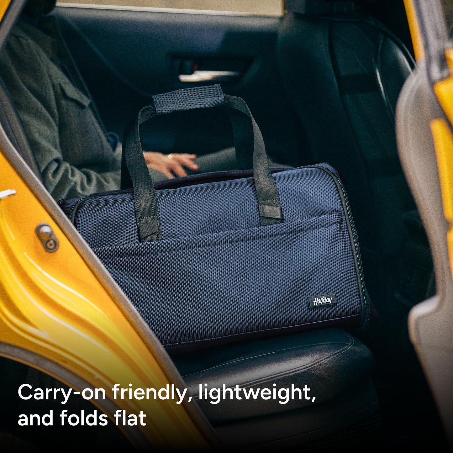 Halfday Convertible 2-in-1 Premium Garment Duffel Weekender Bag 45L: Wrinkle-Free Travel (Hanging Suit Compartment, Shoe Pockets, Trolley Sleeve), Balistic Nylon Carry-on, Jet