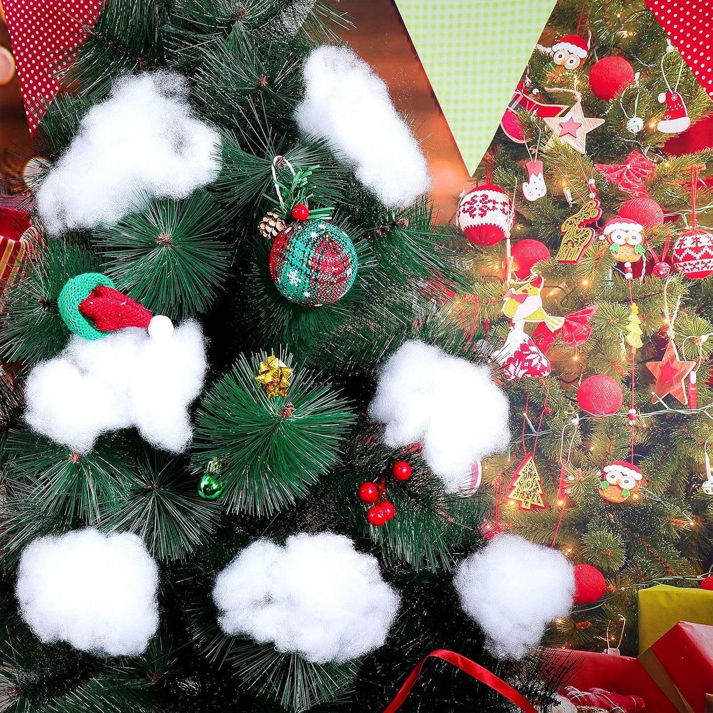 Shappy Christmas Fake Snow | 35.27 Ounce Fluffy White Cloud Fiber for Indoor Decor