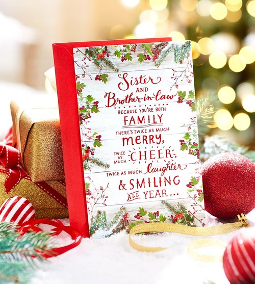 American Greetings Christmas Card - Festive Holiday Greeting for Sister & Brother-in-Law | Twice As Much