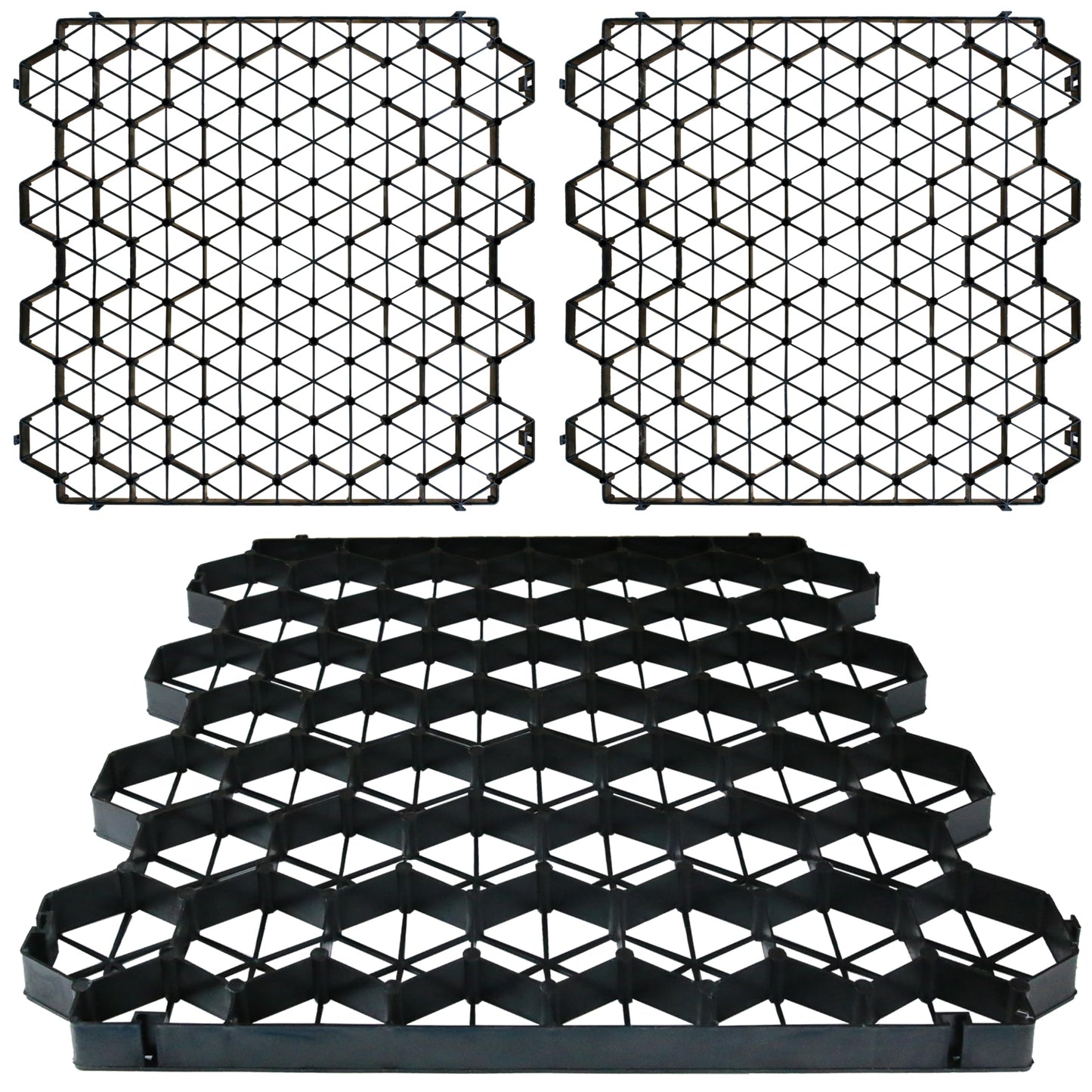 Goldshire 12 Units Permeable Pavers Gravel, Grass& Gravel Driveway System, Interlocked Pavers Gravel Grid Black PE Shed Base 1.6" Depth, 32 Sq Ft (12)