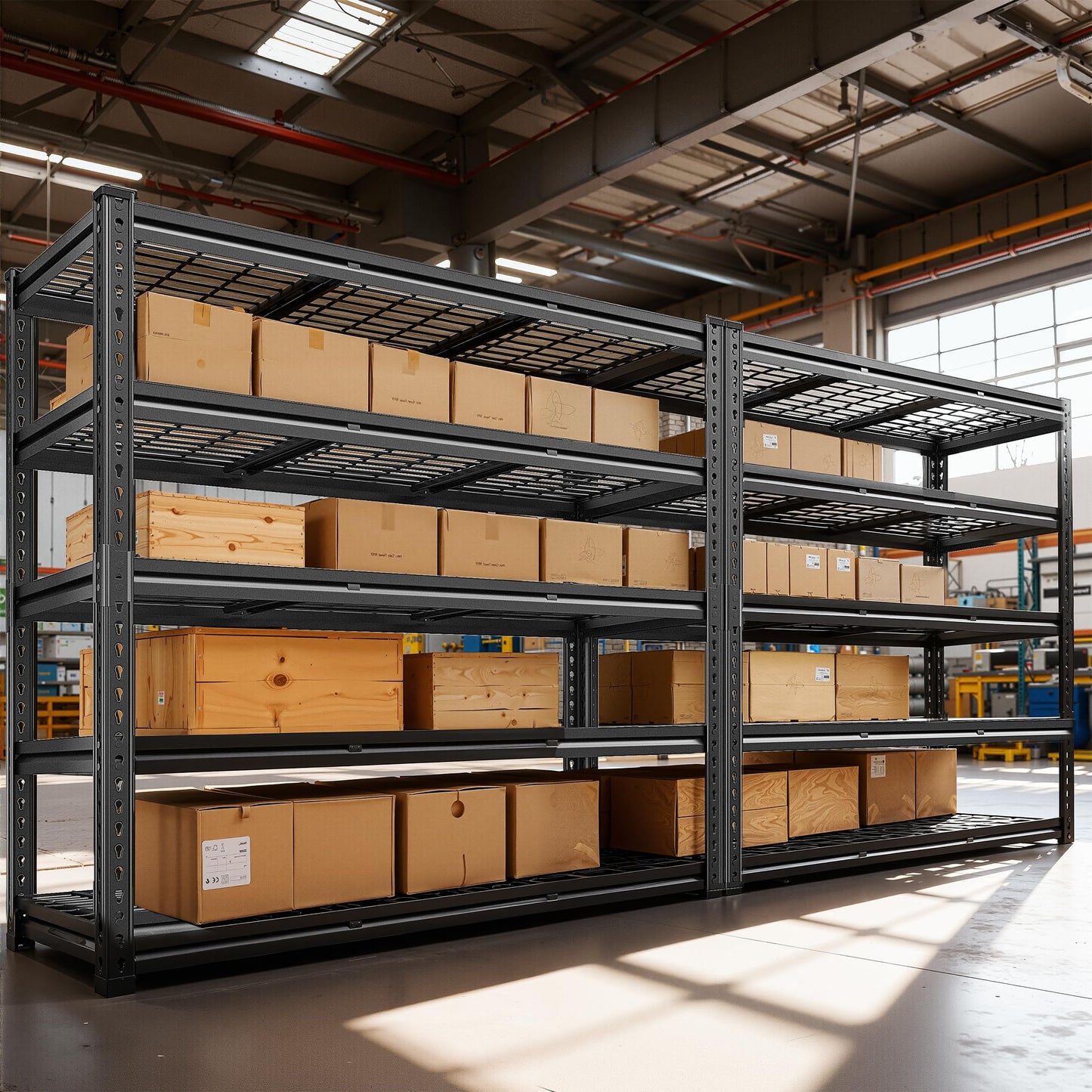 REIBII 3050LBS Garage Shelving Storage Shelves Heavy Duty 5-Tier Adjustable Metal Shelving Easy Assembly Storage Shelf for Garage Basement Warehouse Pantry, 48.2" W X 24.1" D X 72.2" H