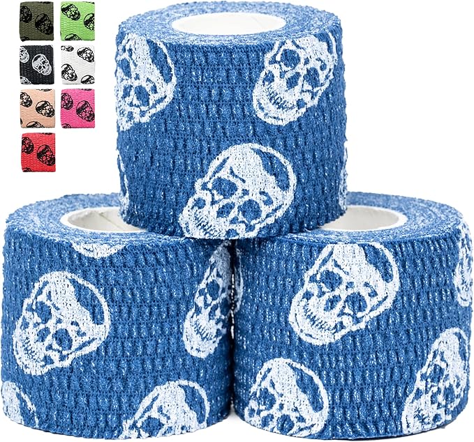 Gymreapers Hook Grip Weightlifting Tape (3 Pack) Premium Adhesive Thumb Skull Tape for Finger Protection, Powerlifting, Exercise & Cross Training - Athletic Sweat Proof Tape