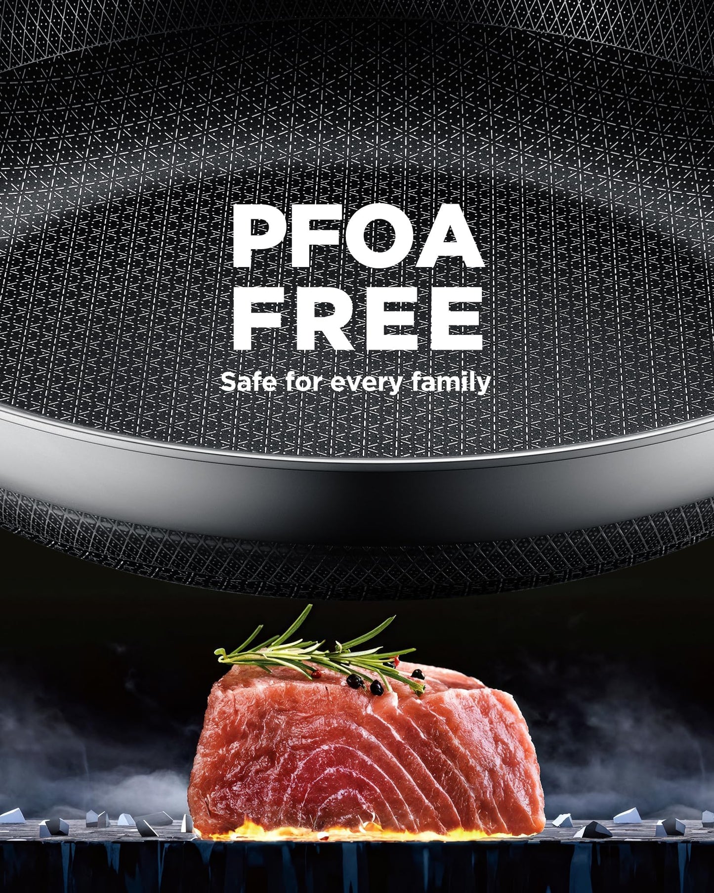 Yonida Non Stick Frying Pans, 12-inch with Lid, Hybrid Fajita Pans Nonstick,non stick Skillets Stainless Steel, Dishwasher & Oven-Safe, Induction Compatible Cooking Pan, PFOA Free Cookware