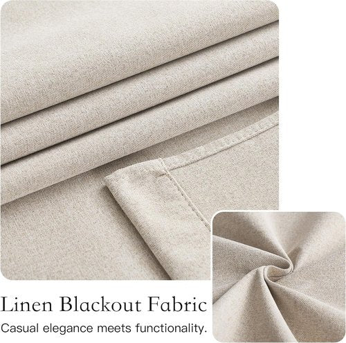 NICETOWN 100% Blackout Door Curtains - Thermal Insulated Privacy for French Doors | Natural, 26" x 69" Panel