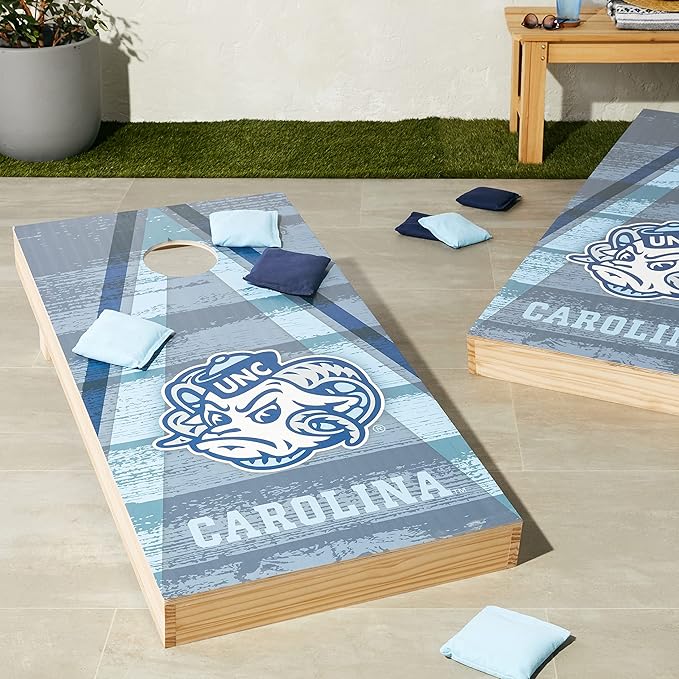 Wild Sports NCAA College 2' x 4' Wood Direct Print Tournament Cornhole Set, 8 Bean Bags, Vintage Triange Design - Tailgate, Outdoor, Backyard