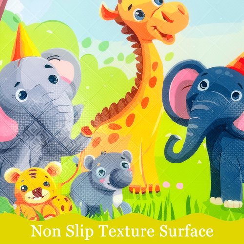 BEEHOMEE Bath Mats for Tub Kids,Baby Toddler - Large Cartoon Non-Slip Bathroom Bathtub Anti-Slip Shower Mats for Floor 35x15,Machine Washable XL Size Bathroom Mats (Jungle Friends)