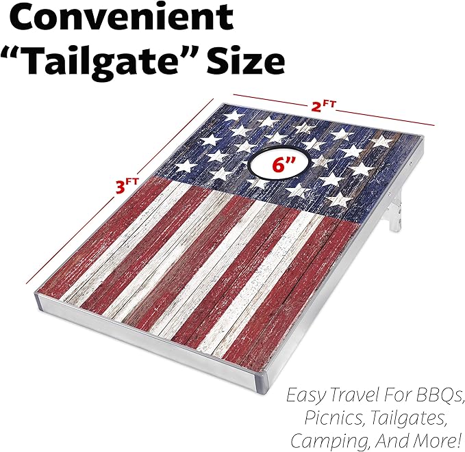 GoSports Tailgate Size 3 x 2 ft Cornhole Sets - Choose LED or Standard - Portable Set Includes 8 Bean Bags & Game Rules