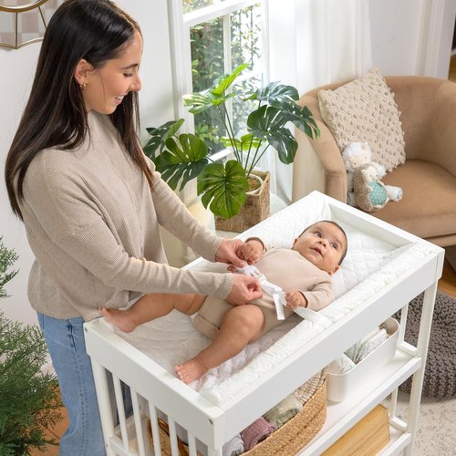 Ingenuity Contoured Changing Pad - Waterproof Liner & Safety Strap with Quick-Release Buckle
