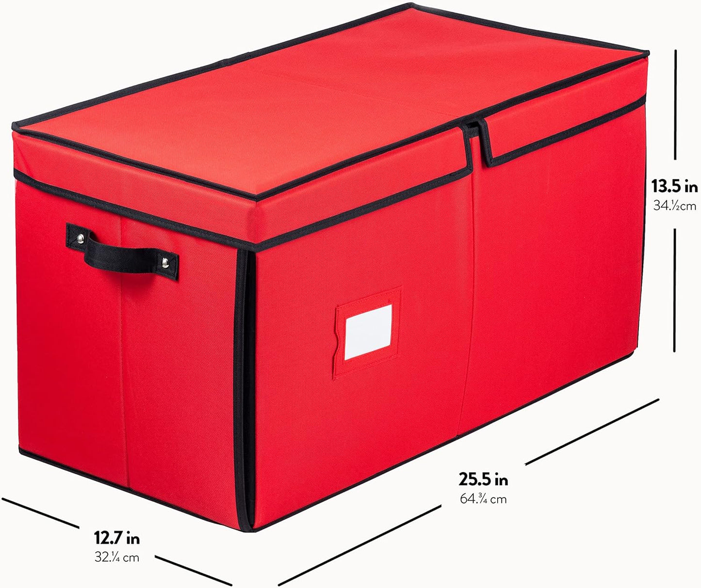 ZOBER Christmas Ornament Storage Box | Holds 128 3" Ornaments - Durable Tear-Proof 600D Oxford Fabric - Red