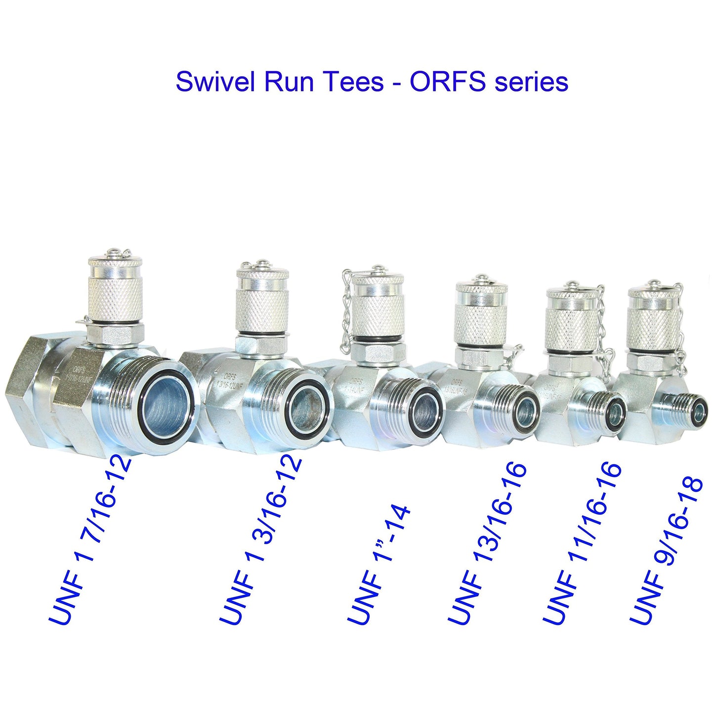 XZT 6 PACK ORFS Hydraulic Swivel Run tees,hydrulic tee connector,Tester Coupling set for hydraulic system, Excavator Construction Machinery