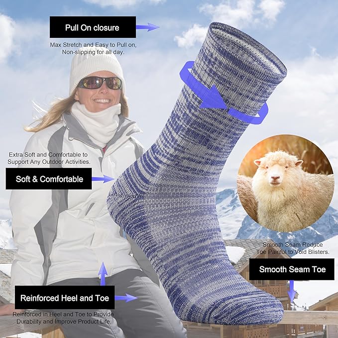 Ortis Ladies' Merino Wool Cushion Crew Socks for Women Outdoor Hiking Hike Trail Lightweight Gifts