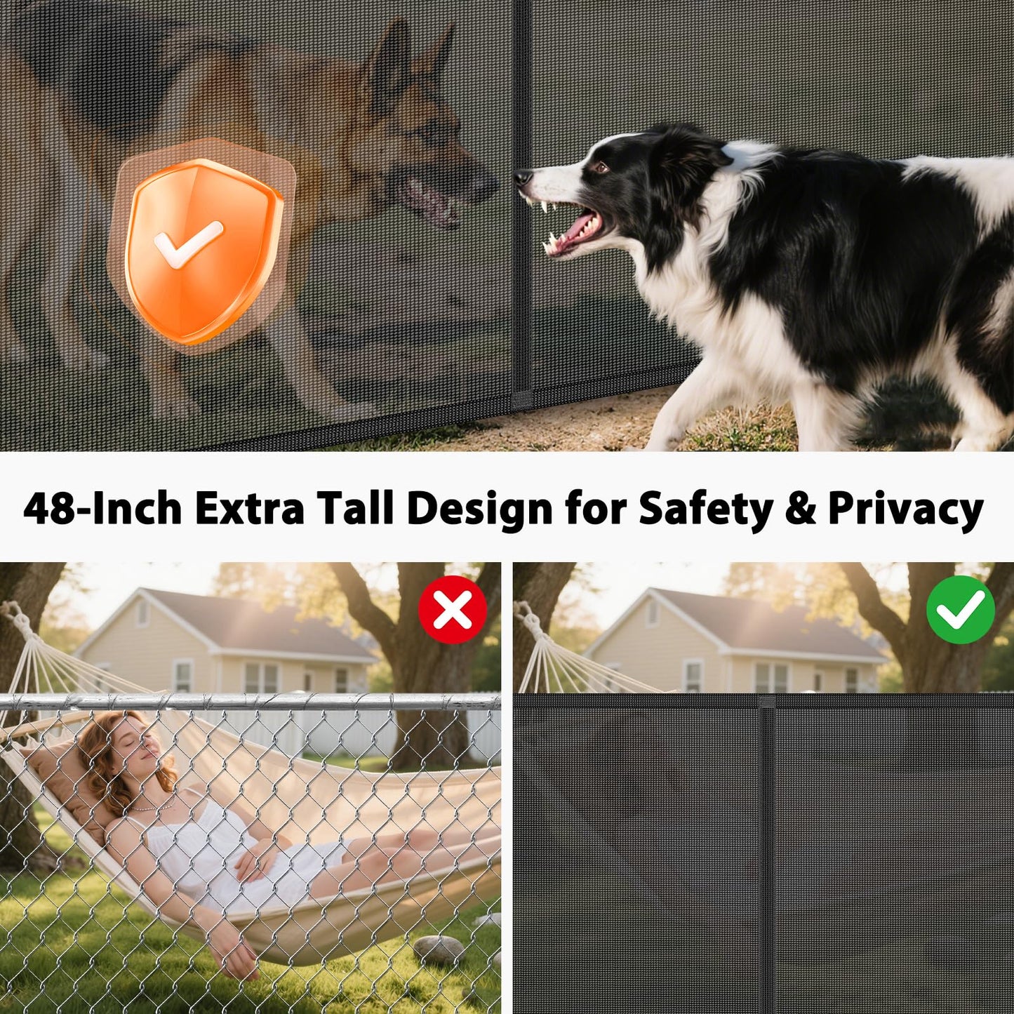 250" Reinforced Extra Wide Baby Gate Retractable Dog Gate, 21ft Extra Long Baby Gate Retractable Gates for Dogs, 48" Extra Tall Pet Gate Retractable Fence Outdoor Gate for Deck/Garage/Patio, Black