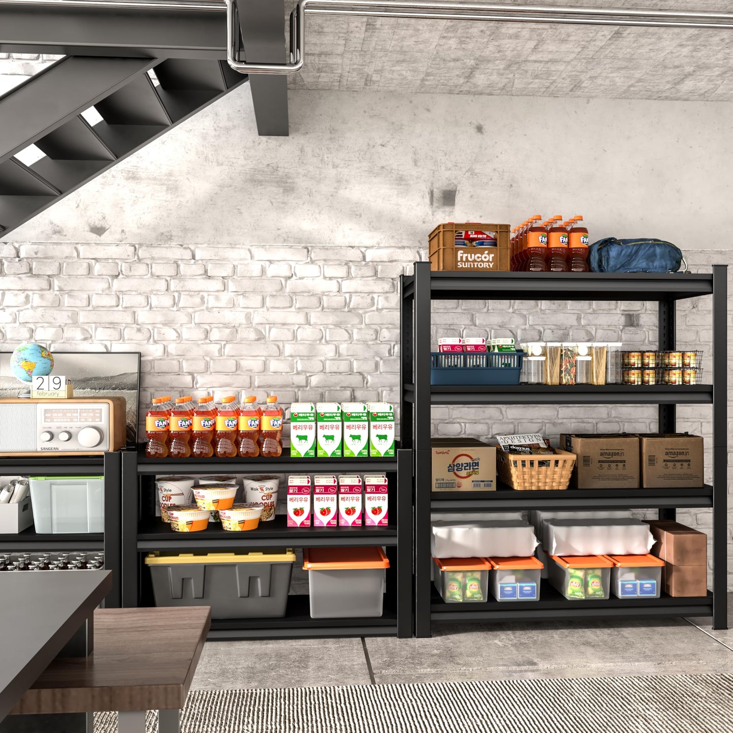 Rufokisa 48" W Garage Shelving Heavy Duty, 2200LBS Loads Adjustable Garage Storage Shelves,4-Tier Metal Storage Racks and Shelving Units, Utility Rack Shelves,48" W x 16" D x 63" H,Black