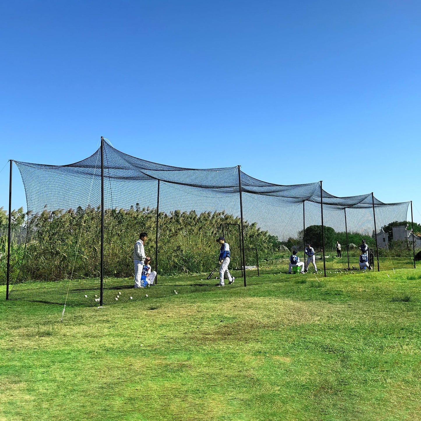 55 FT Baseball Batting Cage, Baseball Nets for Batting Cage，Baseball and Softball Batting Cage Nets for Pitching Training, Outdoor Backyard Batting Cage with Frame