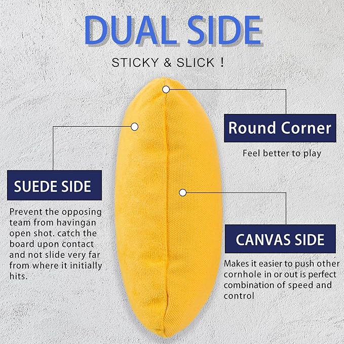 EunHo Dual Sided Cornhole Bags Regulation Set of 8 Professional Cornhole Bean Bags Slick and Stick for Tossing Game-All Weather