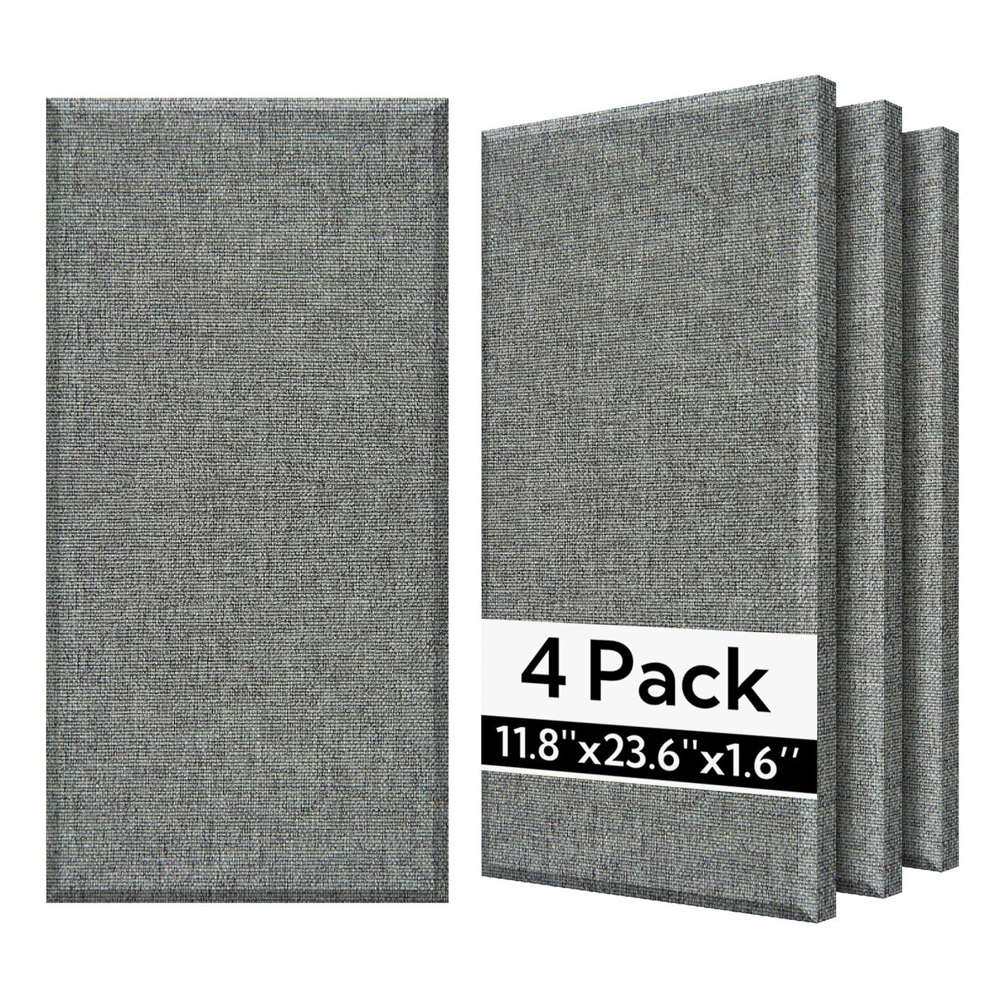 Olanglab Fiberglass Acoustic Wall Panels 4 Pack, 11.8'' x 23.6'' Sound Panels, Fabric Wrapped Sound Proof Panels for Walls (Dark Grey)