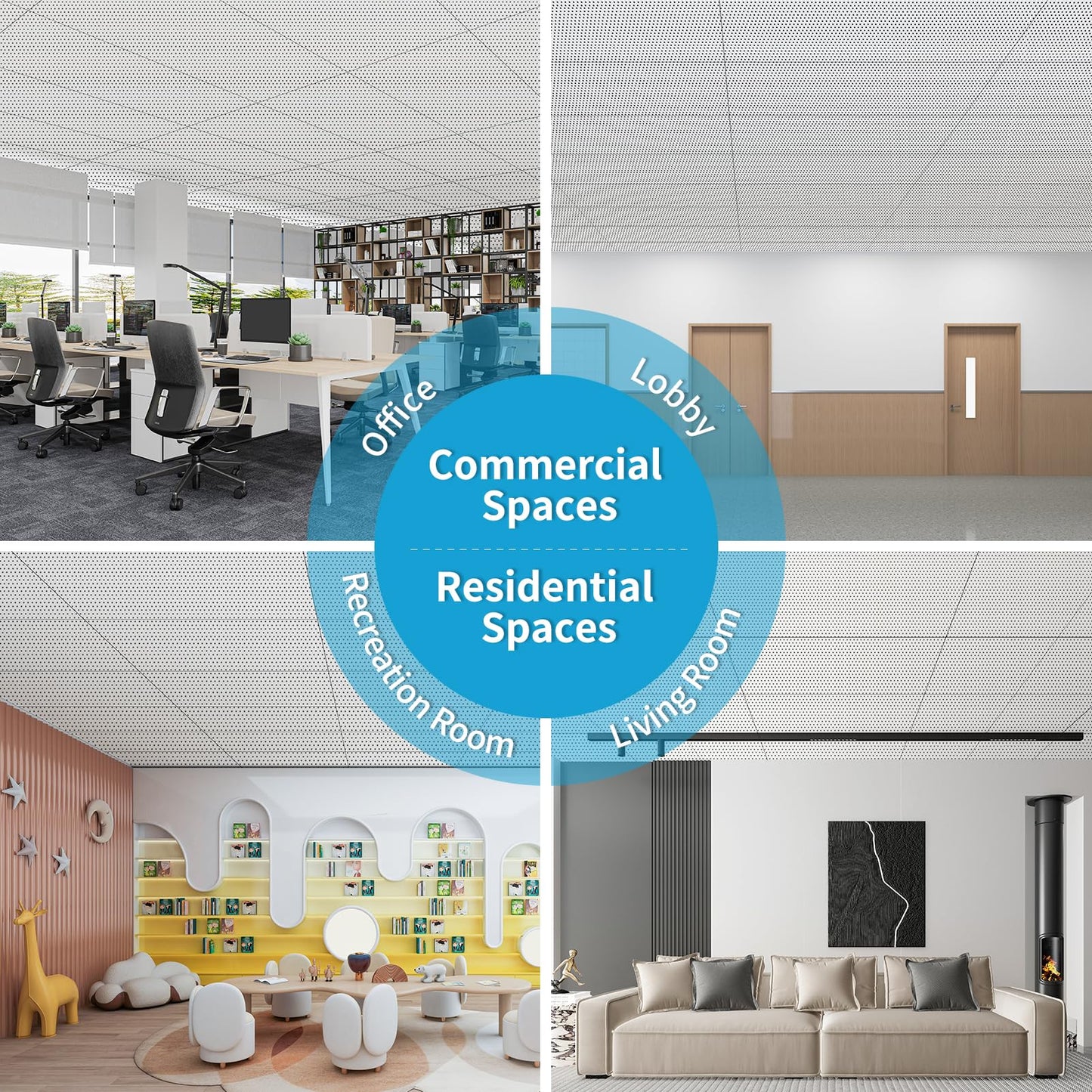 Art3d Acoustic Drop Ceiling Tiles 24x48 10-Pack, Soundproof Panels 2x4ft for Wall Coverings, White