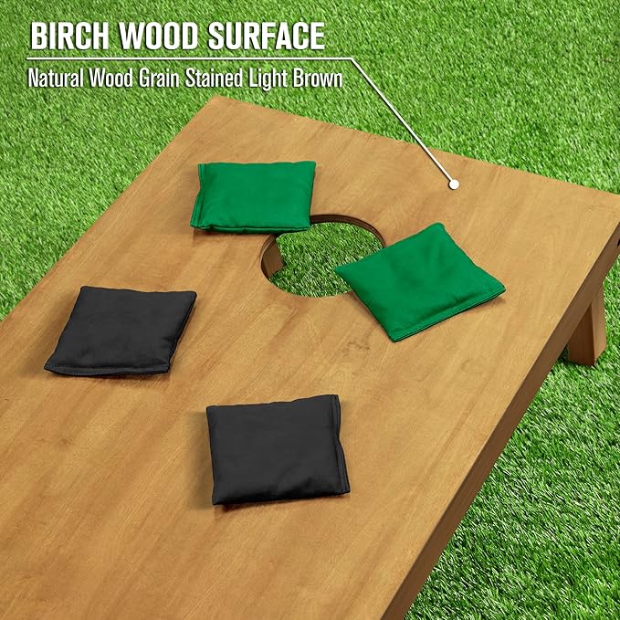 GoSports 4 ft x 2 ft Regulation Size Wooden Cornhole Boards Set - Includes Carrying Case - Full Regulation Size Bean Bag Toss Boards