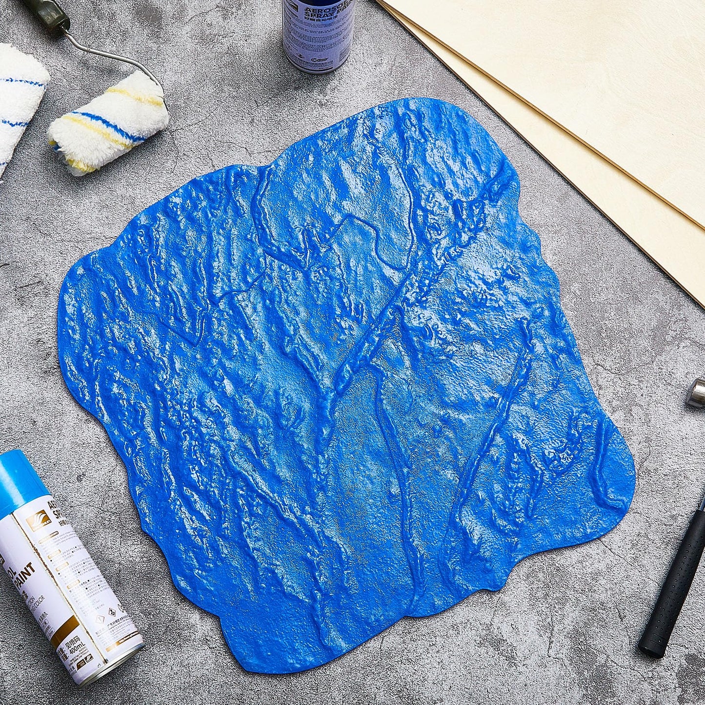 Gisafai 2 Pcs Concrete Stamps Mat Set Concrete Texturing Skin Polyurethane Stamp Stone Tile Texture Mat Seamless Slate Floor Imprint Molds for Walls Outdoor Decorative (18" X 18")