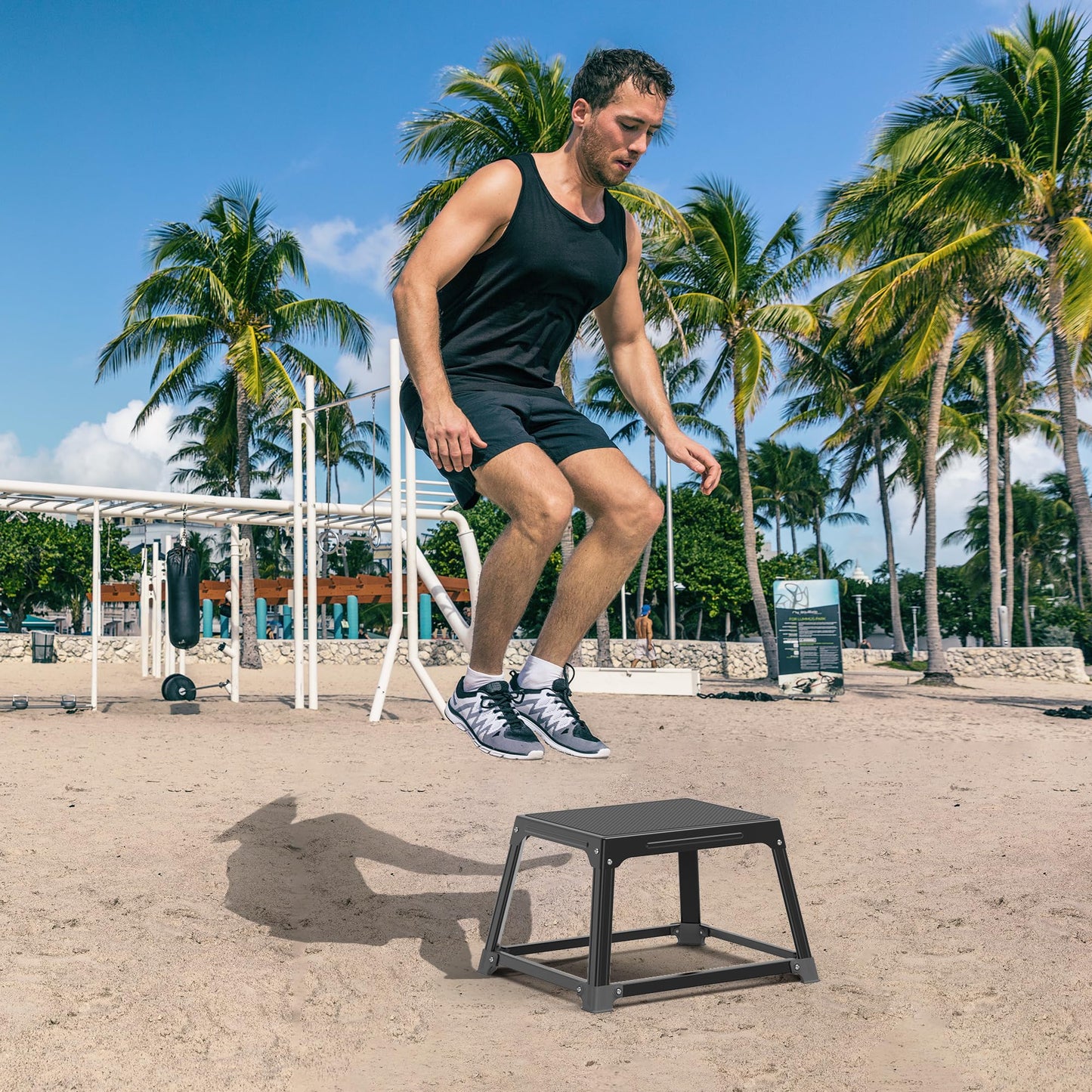 Metal Plyometric Jumping Box 12 Inch with 17 * 13 Inch Surface Steel Plyo Box Home Gym Jump Trainer for Fitness Exercise Agility Stamina Conditioning Strength Training