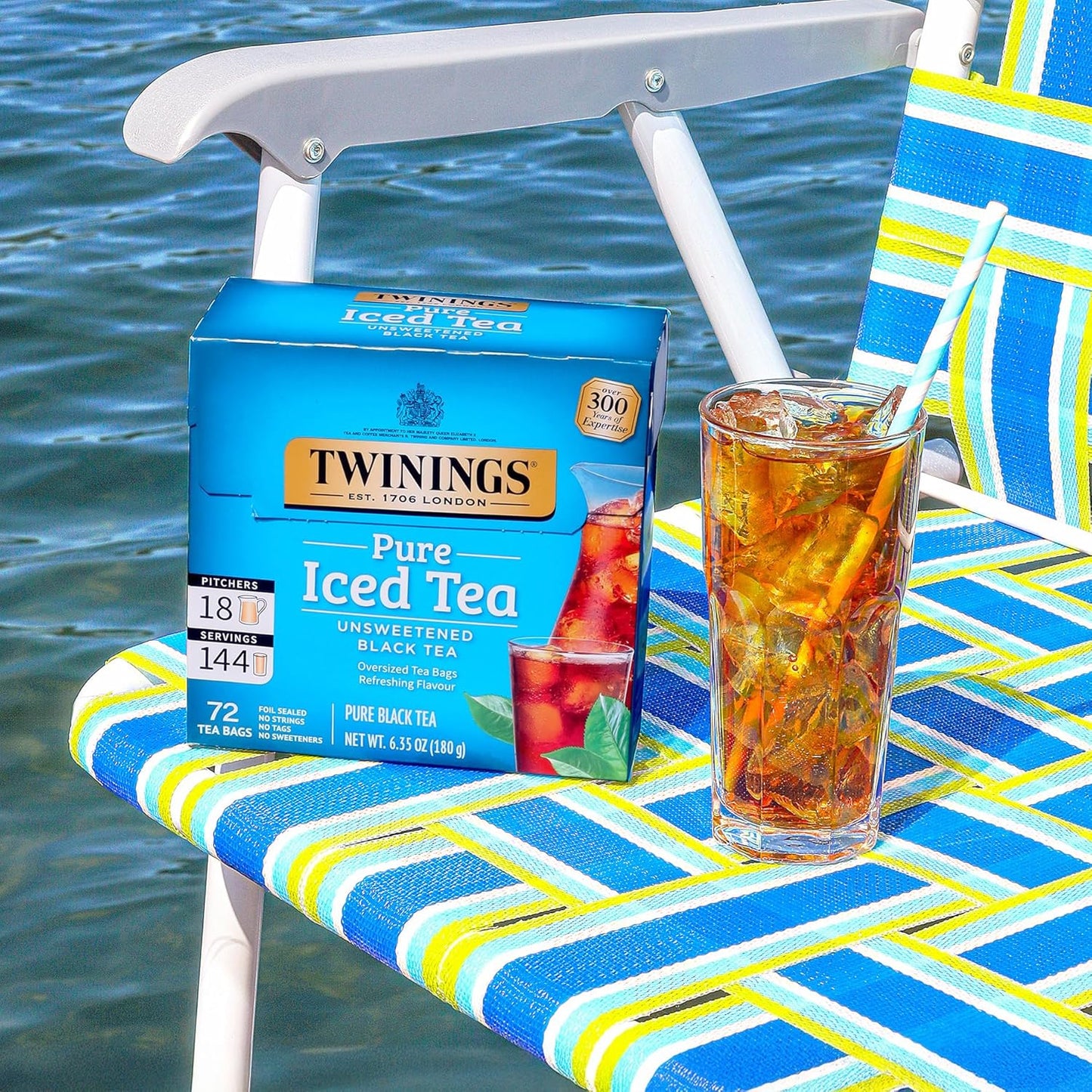 Twinings Black Iced Tea - 72 Oversized Tea Bags | Unsweetened, Caffeinated, Makes 18 Pitchers