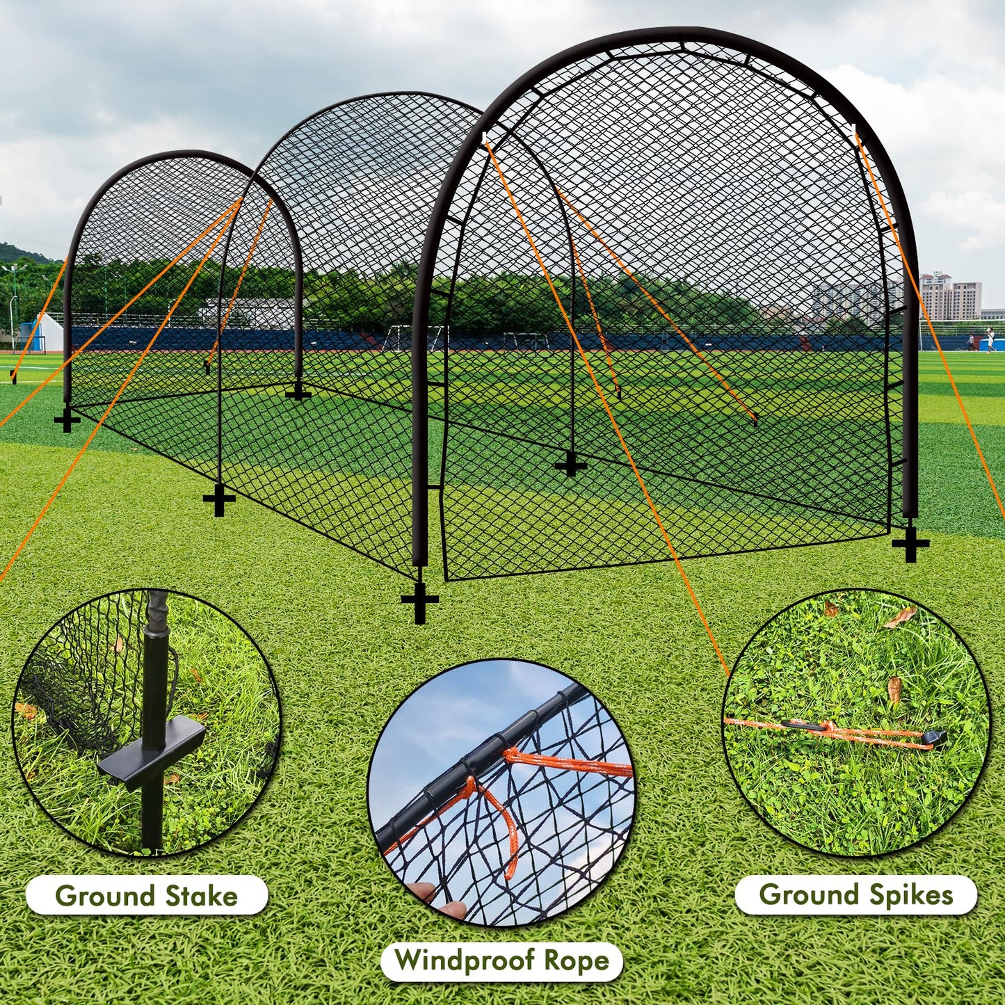 Hazacl Baseball Batting Cage for Backyard, Softball Cage Batting Net Portable with Carrying Bag Detachable Door with Hitting Target for Batting Training Pitching Practice (22 ft)