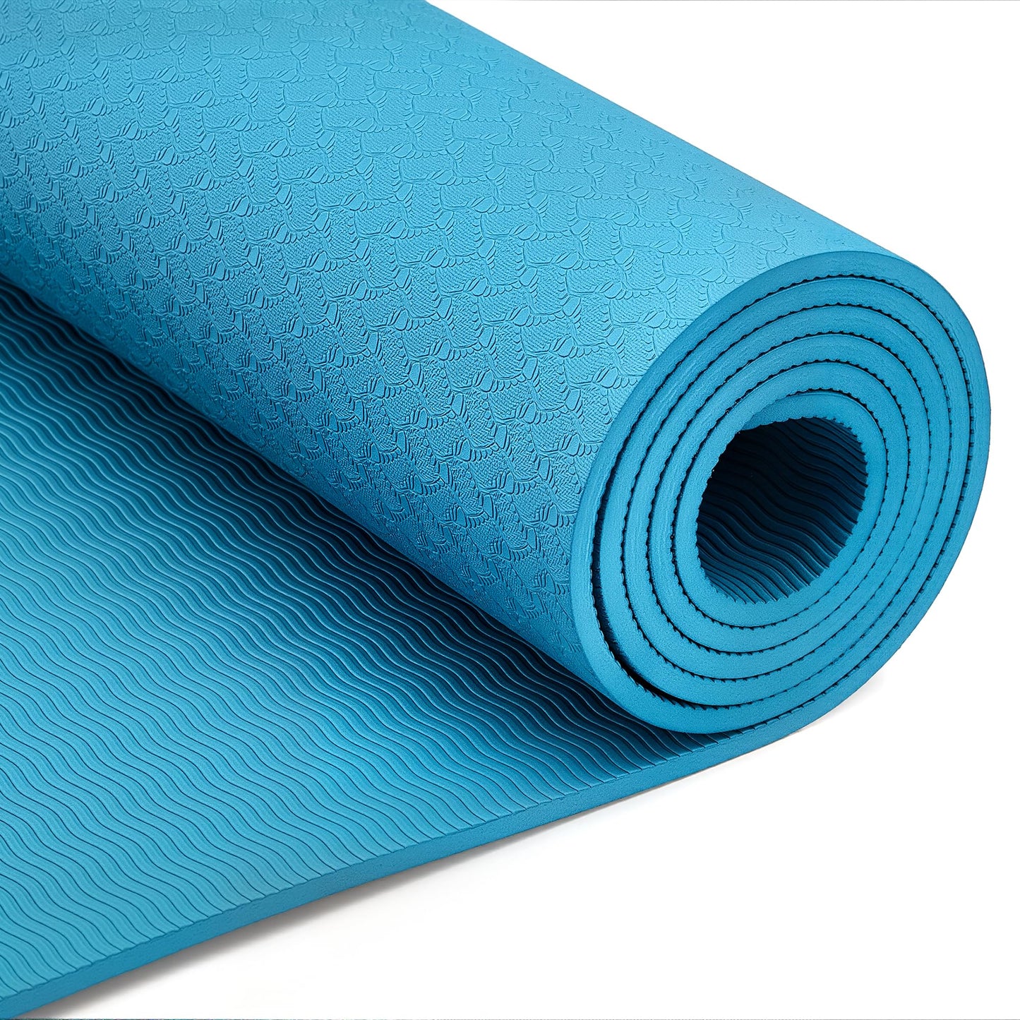 Amazon Basics 0.25-inch Thick TPE Exercise Yoga Mat with Carrying Strap, Aqua