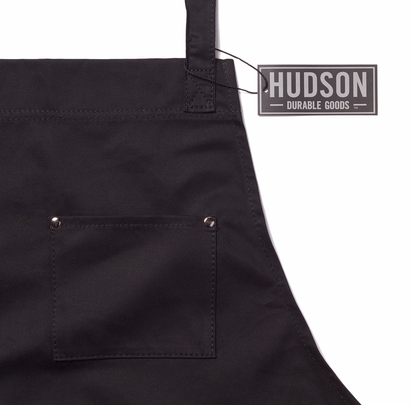 Hudson Durable Goods Professional Grade Chef Apron for Kitchen, BBQ, and Grill - 100% Cotton, Adjustable Crossback Apron for Men and Women with Large Pockets for Tools - Black